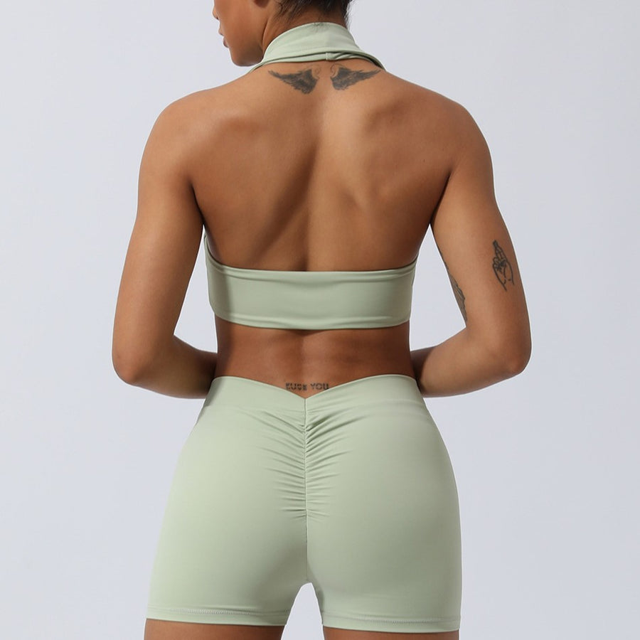 Collared Halter Crop Top | Sophisticated Performance Sports Bra & Yoga Top