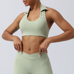 Collared Halter Crop Top | Sophisticated Performance Sports Bra & Yoga Top