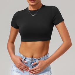 Women’s Sleek Athletic Crop Top | Minimalist Short-Sleeve Gym & Streetwear Tee