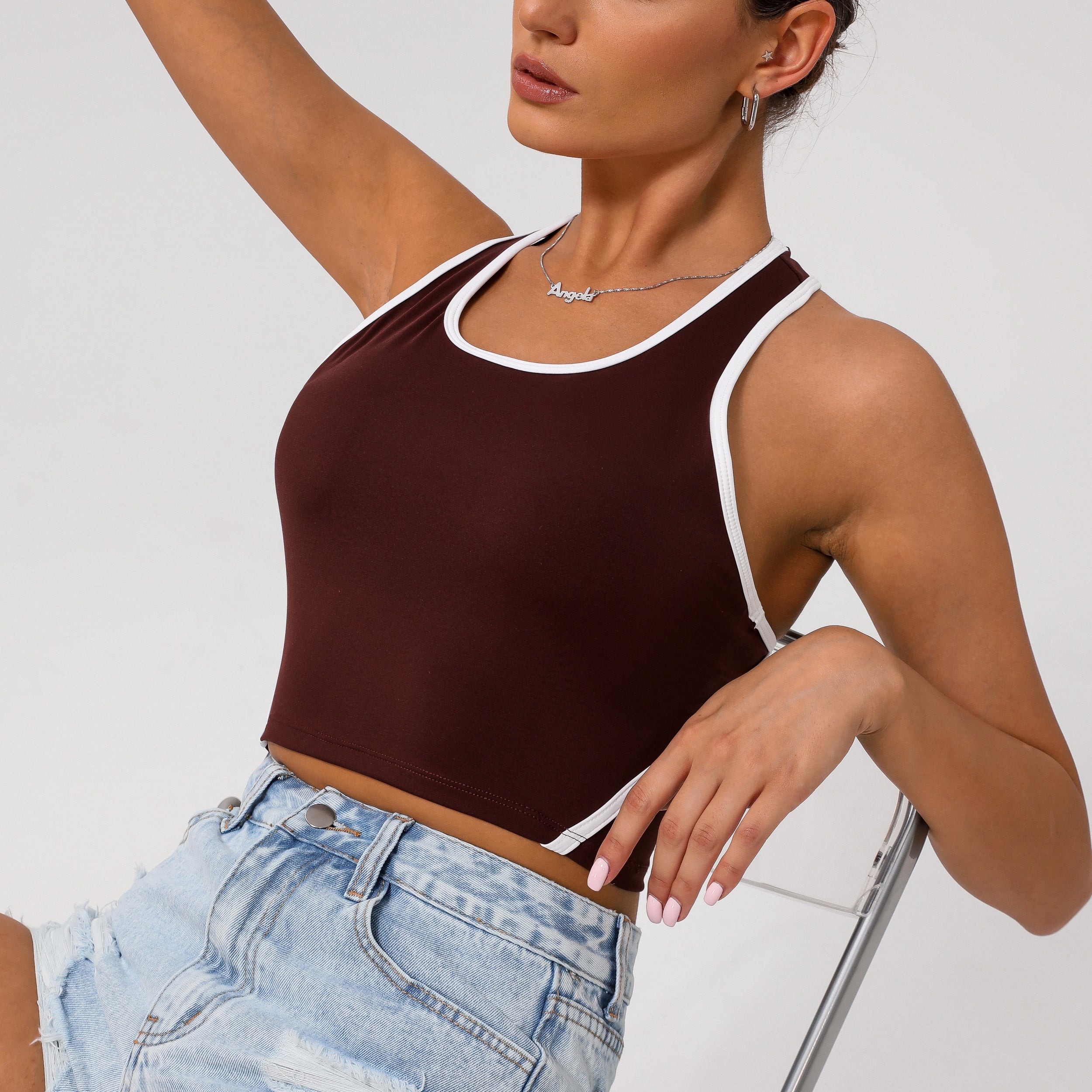 Athletic Tank Top | Contrast-Trim Racerback Workout