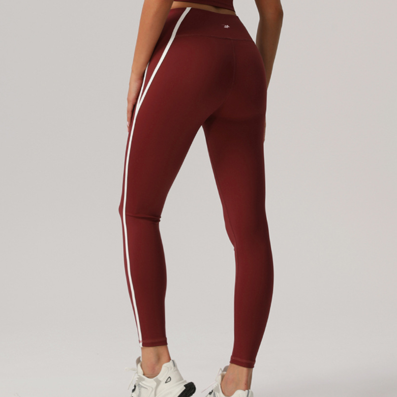 High-Waisted Leggings | Contrast Side-Stripe Athletic Tights
