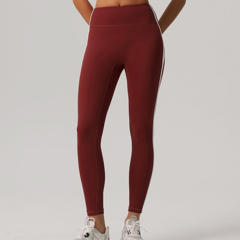 High-Waisted Leggings | Contrast Side-Stripe Athletic Tights
