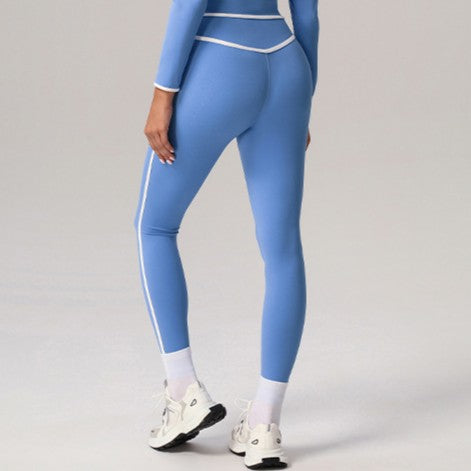 Women’s High-Waisted Side-Stripe Performance Leggings | Slimming Contrast-Trim Athletic Tights