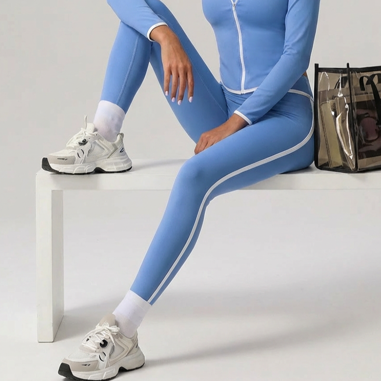 Women’s High-Waisted Side-Stripe Performance Leggings | Slimming Contrast-Trim Athletic Tights
