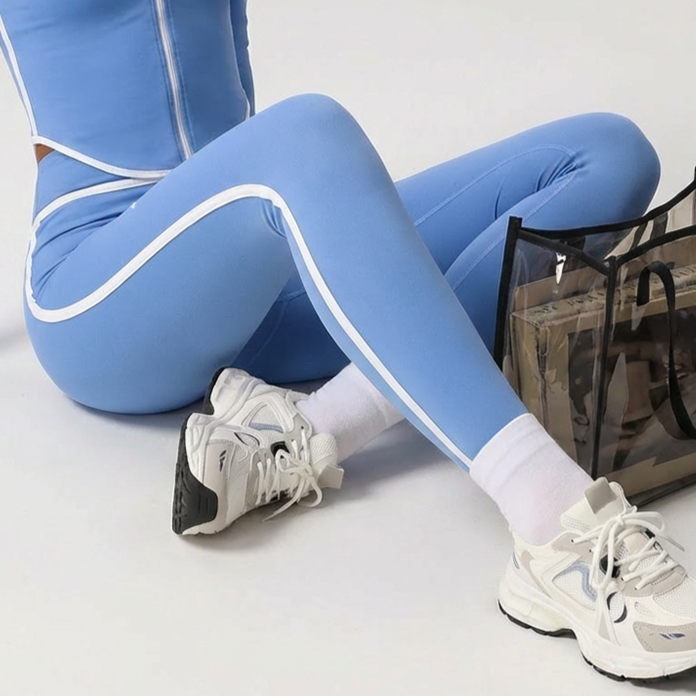 Women’s High-Waisted Side-Stripe Performance Leggings | Slimming Contrast-Trim Athletic Tights