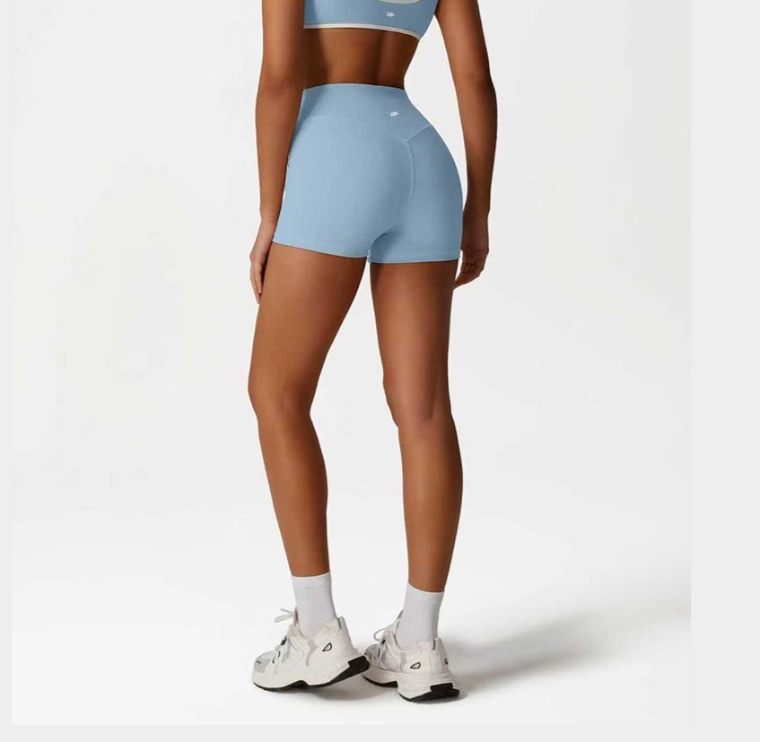 Women’s High-Waisted Athletic Biker Shorts | Soft Compression Yoga & Workout Shorts - Light Blue