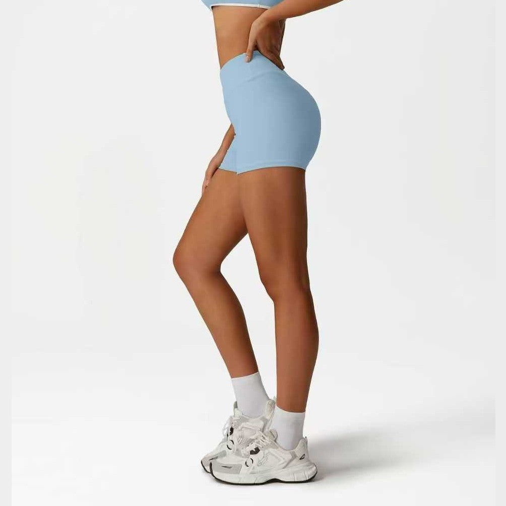 Women’s High-Waisted Athletic Biker Shorts | Soft Compression Yoga & Workout Shorts - Light Blue