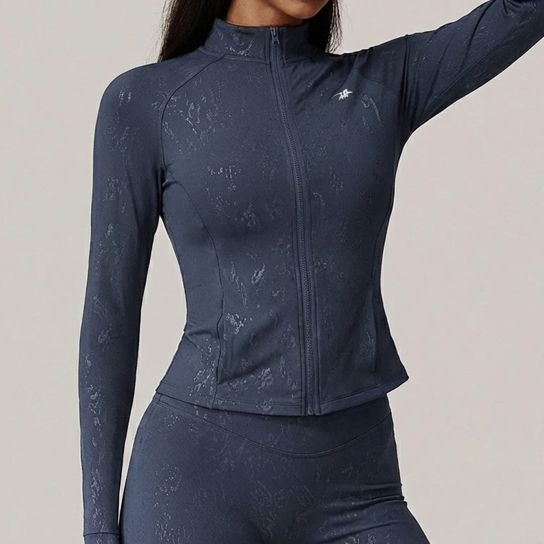 Women’s Navy Marble Full-Zip Performance Jacket
