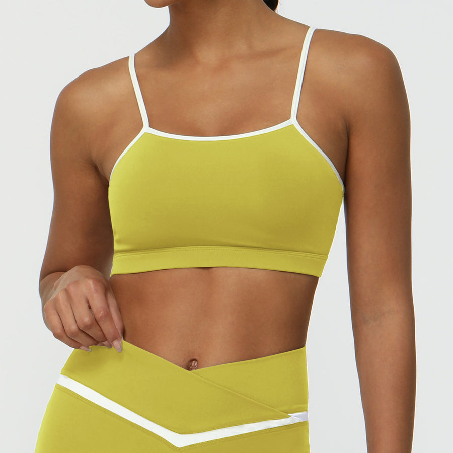 Women’s Strappy Sports Bra – Lightweight & Comfortable Fit – Yellow