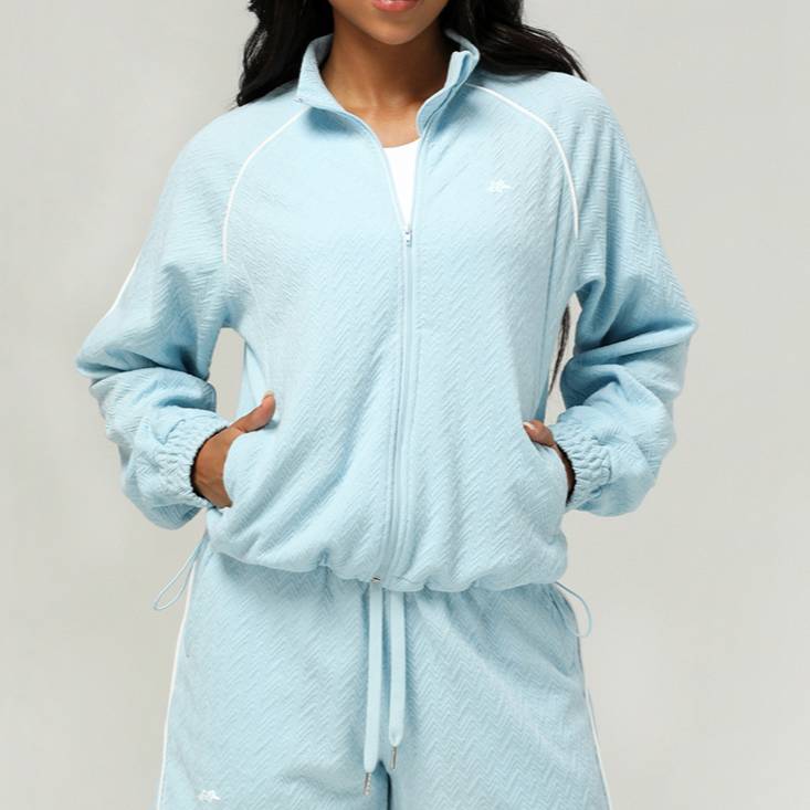Textured Lightweight Zip-Up Sports Jacket | Breathable Chevron-Pattern Performance Outerwear