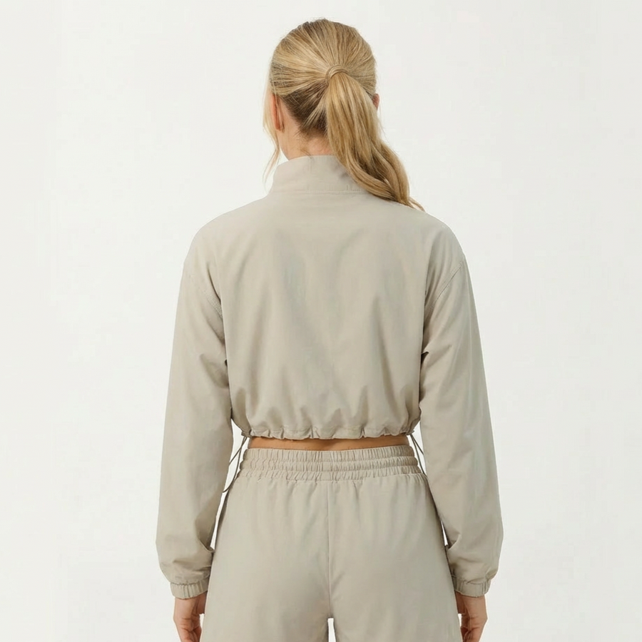 Women’s Cropped Athletic Pullover with Half Zip – Lightweight Training Top