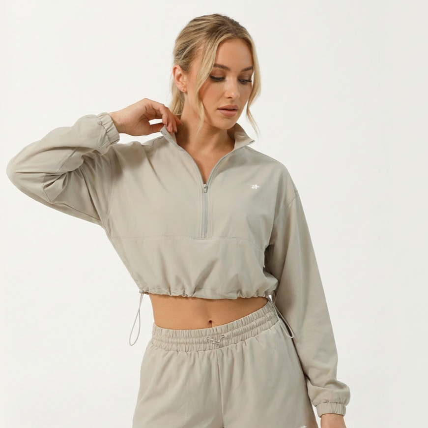 Cropped Athletic Pullover with Half Zip – Lightweight Training Top
