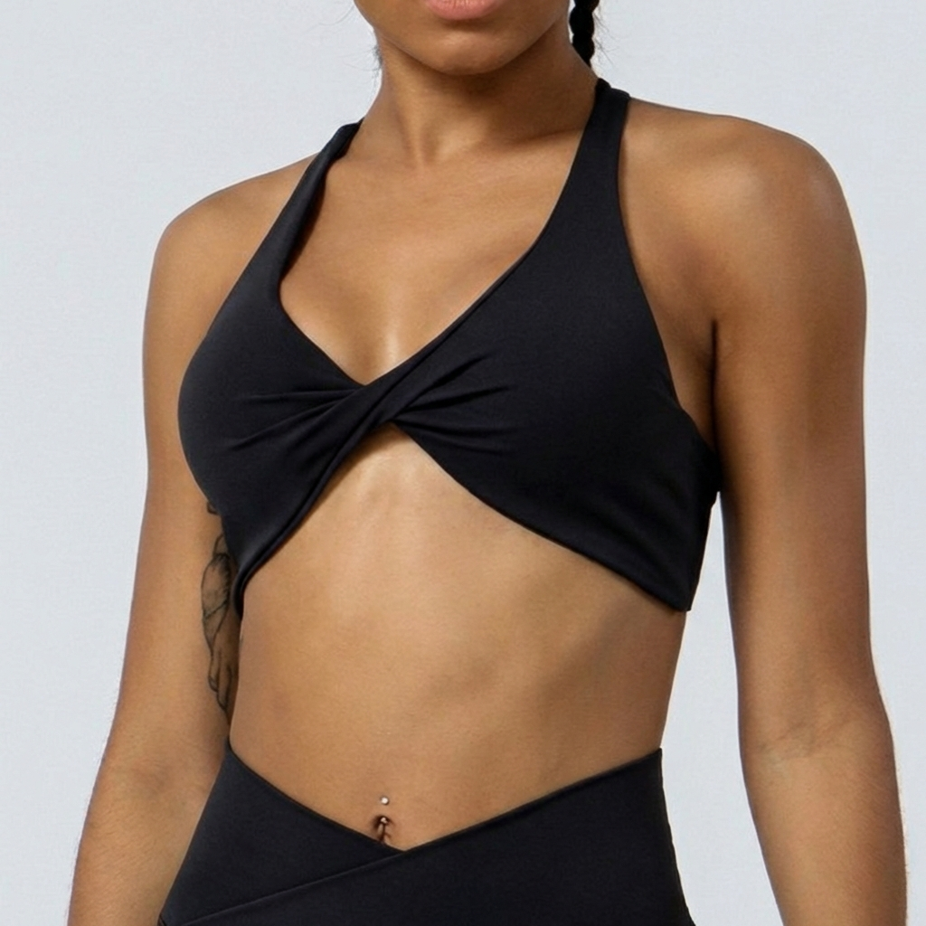 Cross-Front Sports Bra – Stylish Fitness & Yoga Workout Top