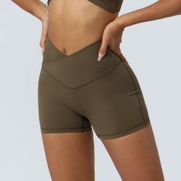 Women’s High-Waist V-Cut Sports Shorts – Stretchy Workout & Yoga Fitness Shorts