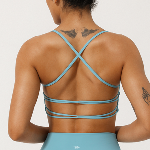Women’s Ruched Performance Sports Bra | Supportive Strappy Yoga & Gym Top