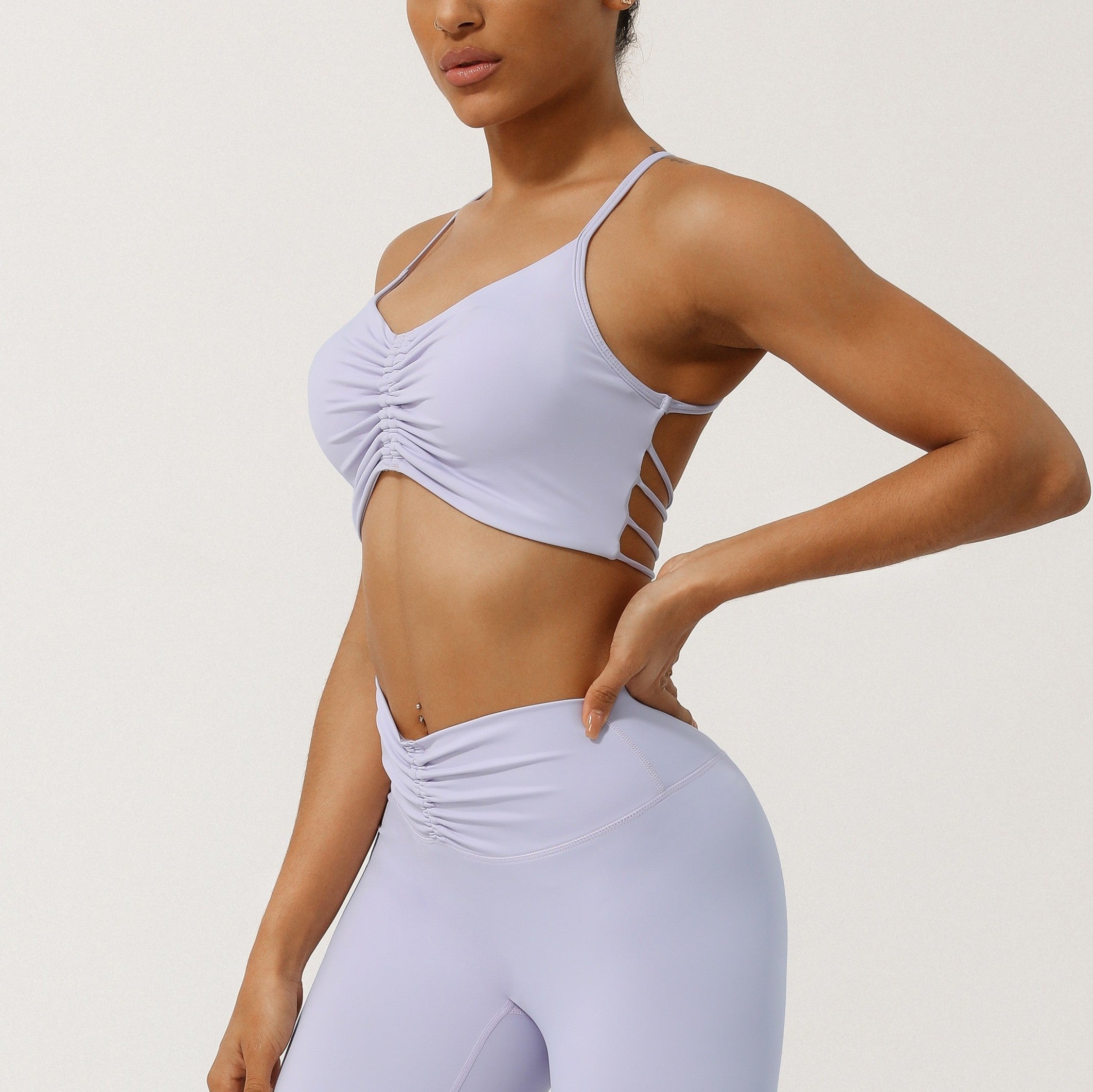 Women’s Ruched Performance Sports Bra | Supportive Strappy Yoga & Gym Top