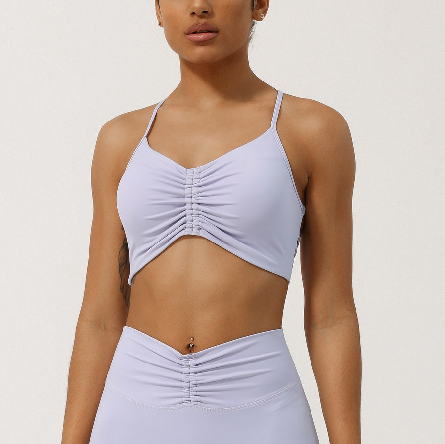 Women’s Ruched Performance Sports Bra | Supportive Strappy Yoga & Gym Top
