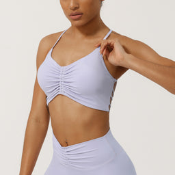 Women’s Ruched Performance Sports Bra | Supportive Strappy Yoga & Gym Top