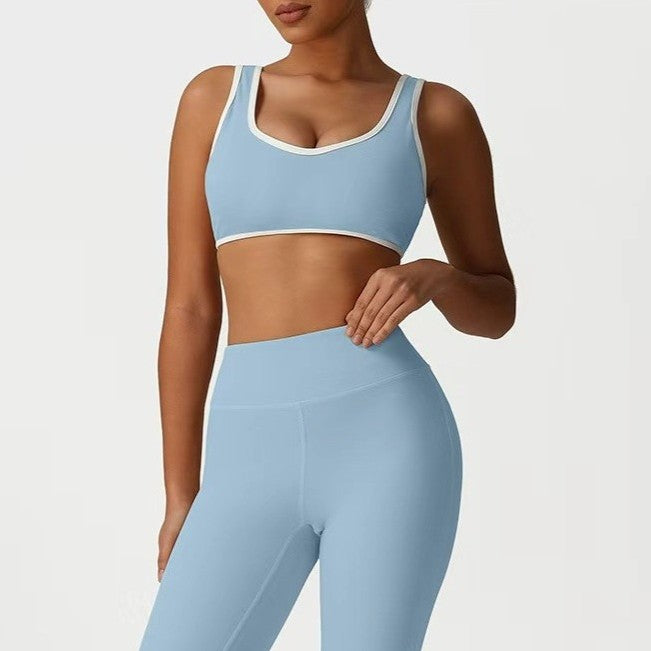 Contrast-Trim Sports Bra | Medium-Impact Scoop Neck Workout Top