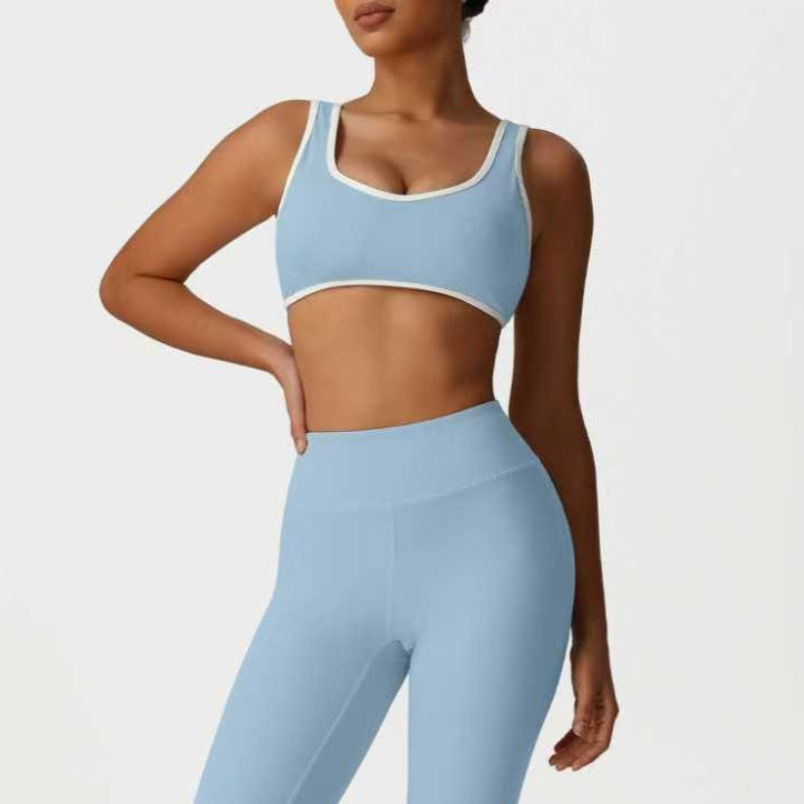 Contrast-Trim Sports Bra | Medium-Impact Scoop Neck Workout Top
