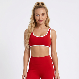 Women’s Contrast-Trim Sports Bra | Medium-Impact Scoop Neck Workout Top