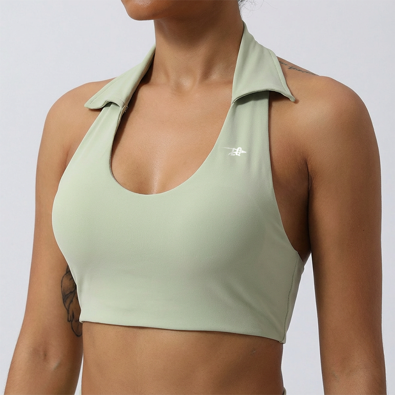 Collared Halter Crop Top | Sophisticated Performance Sports Bra & Yoga Top