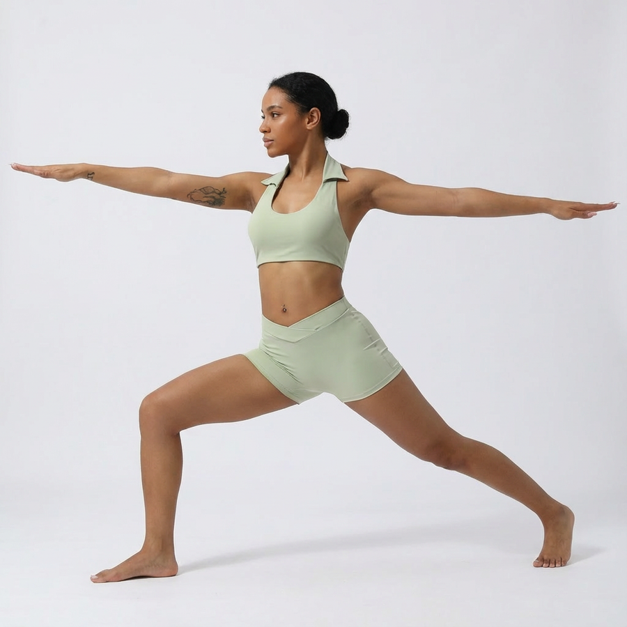 Women’s Collared Halter Crop Top | Sophisticated Performance Sports Bra & Yoga Top