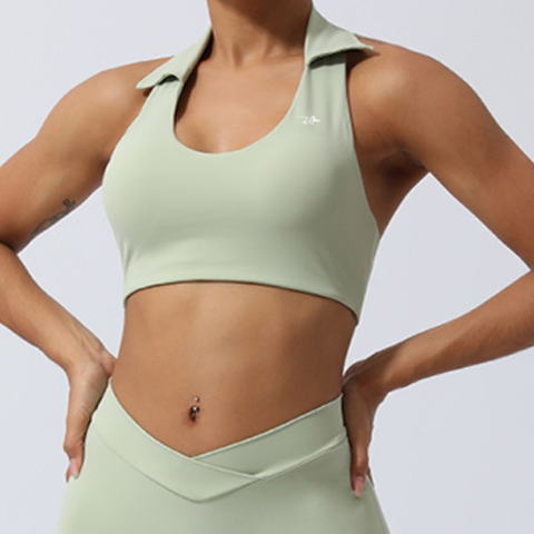 Women’s Collared Halter Crop Top | Sophisticated Performance Sports Bra & Yoga Top