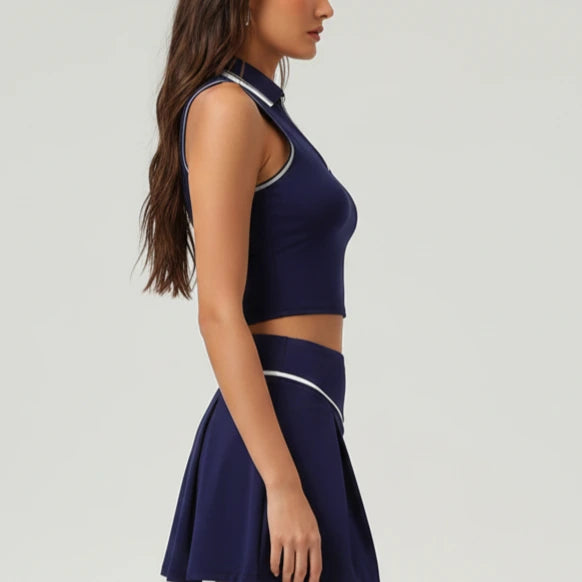 Sleeveless Polo Crop Top – Sporty & Elegant Fit