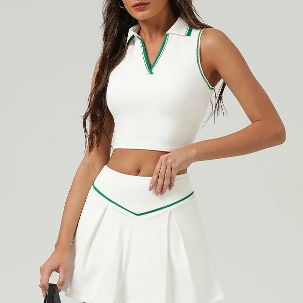 Sleeveless Polo Crop Top – Sporty & Elegant Fit