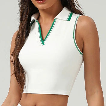 Sleeveless Polo Crop Top – Sporty & Elegant Fit