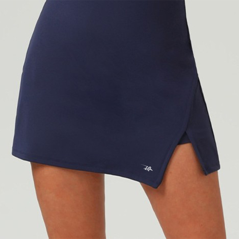 Navy Tennis Dress With Side Slit (Sleeveless Athletic Fit)