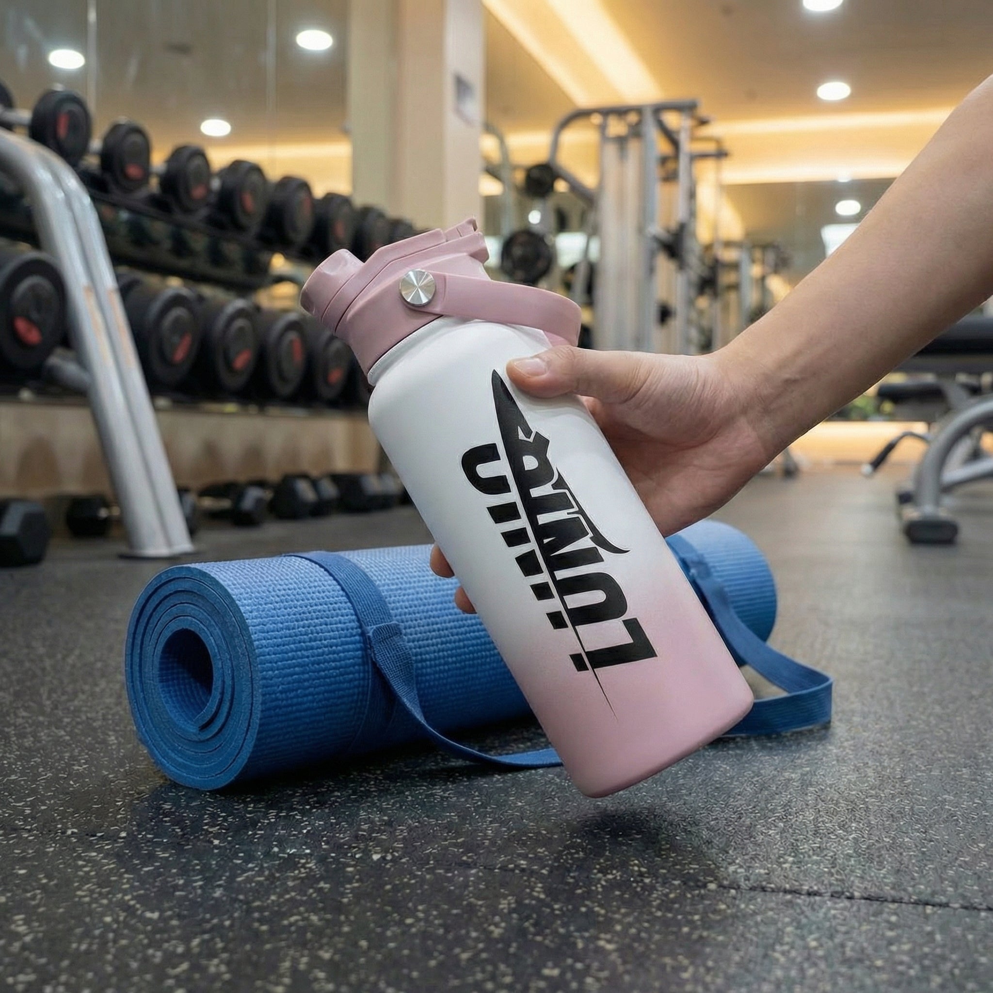Double Wall Vacuum Insulated Stainless Steel Water Bottle with Powder Coating & Carry Lid