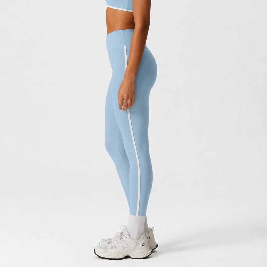 Women’s High-Waisted Athletic Leggings | Contrast Side Stripe Gym & Yoga Tights