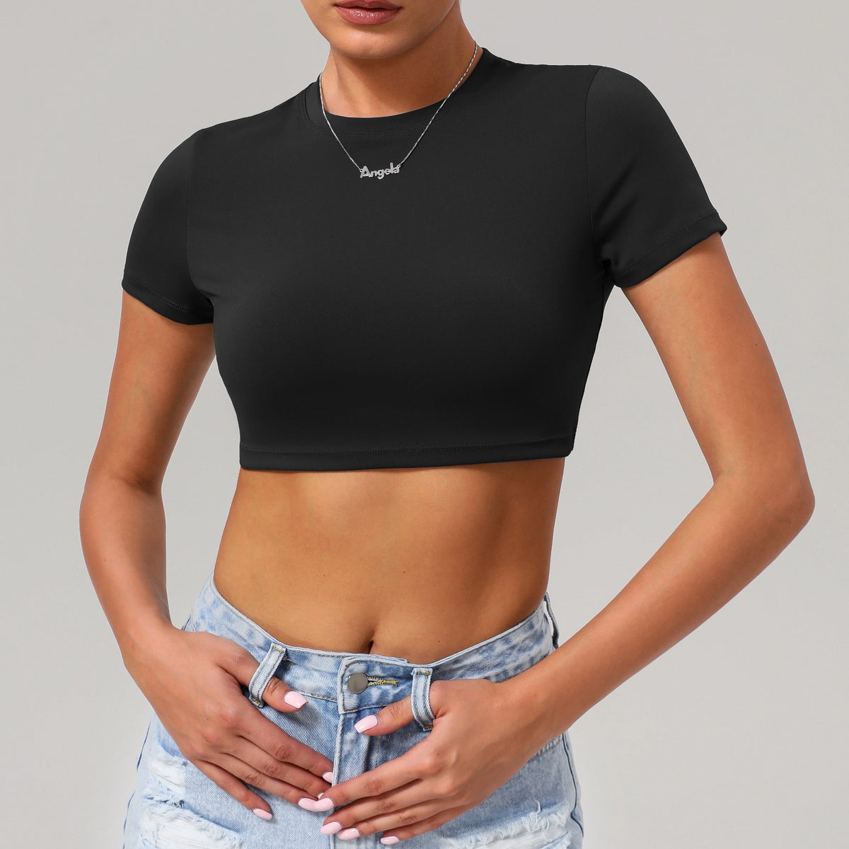 Sleek Athletic Crop Top | Minimalist Short-Sleeve Gym & Streetwear Tee