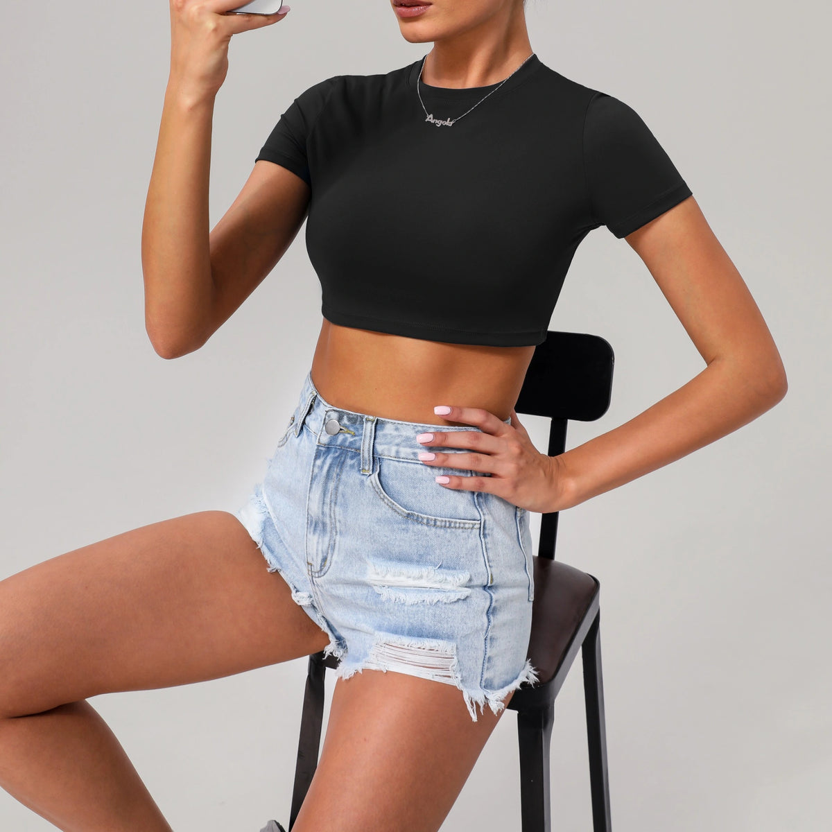 Sleek Athletic Crop Top | Minimalist Short-Sleeve Gym & Streetwear Tee