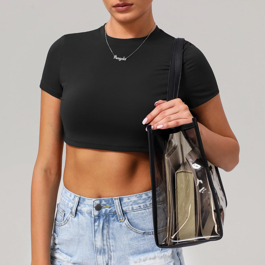 Sleek Athletic Crop Top | Minimalist Short-Sleeve Gym & Streetwear Tee
