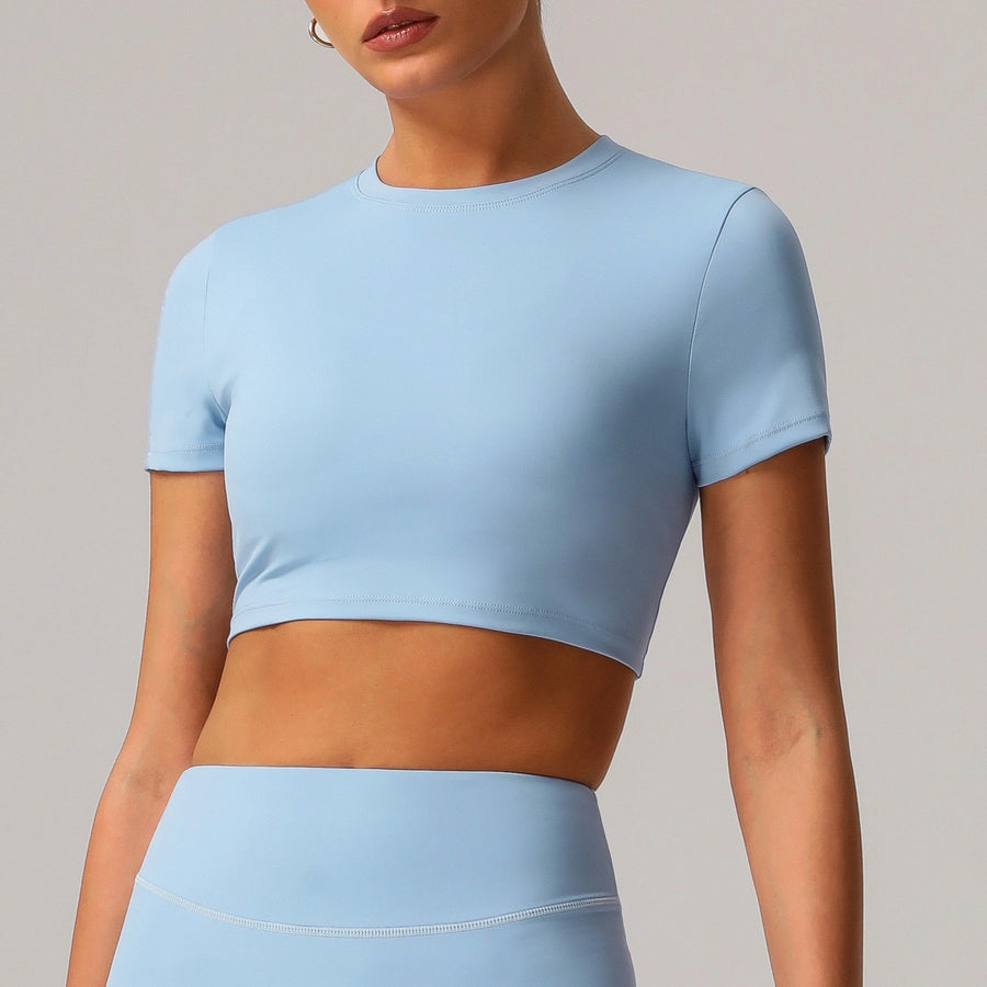 Sleek Athletic Crop Top | Minimalist Short-Sleeve Gym & Streetwear Tee