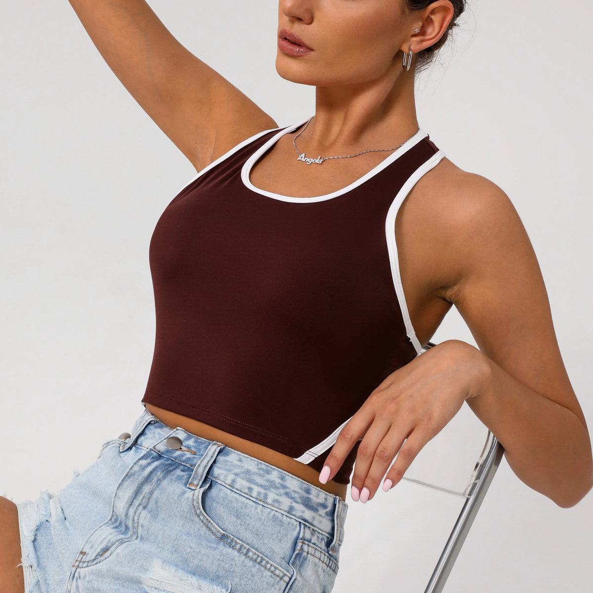 Athletic Tank Top | Contrast-Trim Racerback Workout