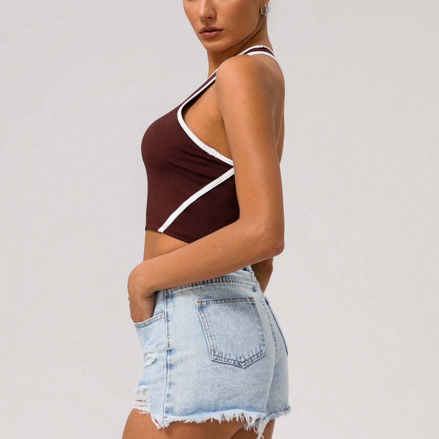 Athletic Tank Top | Contrast-Trim Racerback Workout