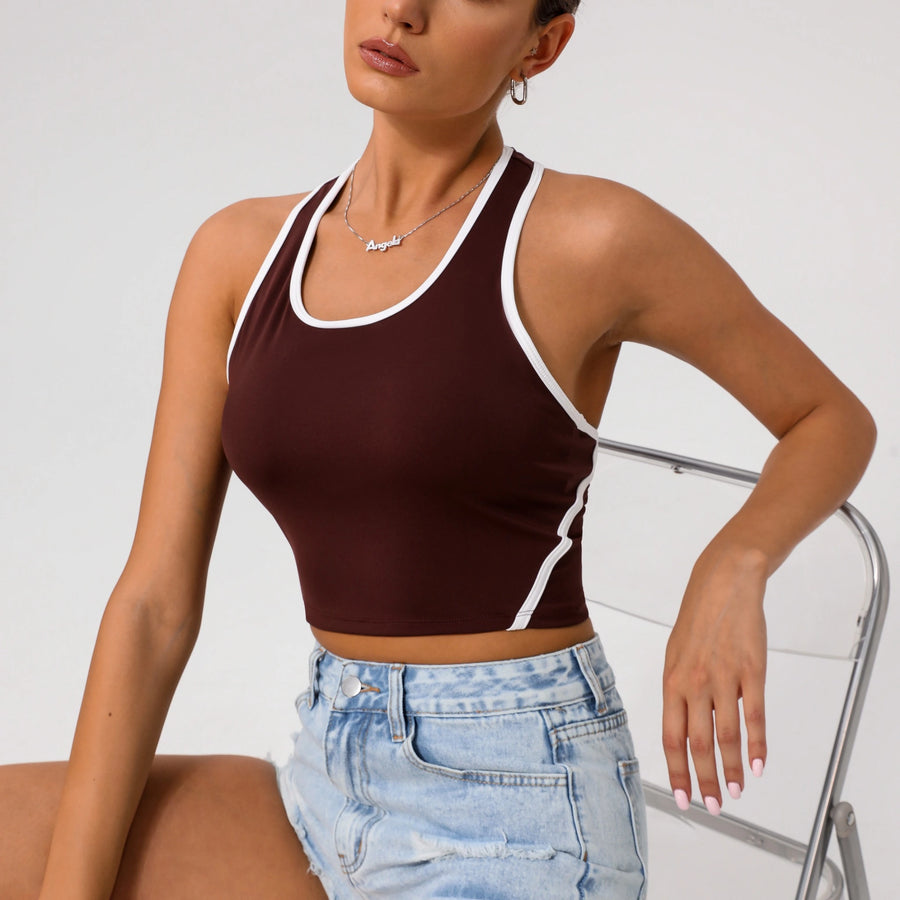 Athletic Tank Top | Contrast-Trim Racerback Workout