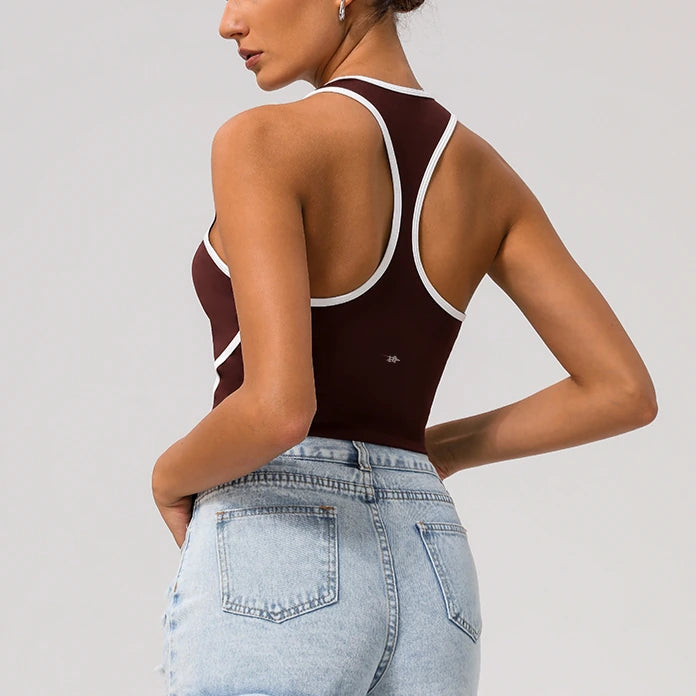 Athletic Tank Top | Contrast-Trim Racerback Workout