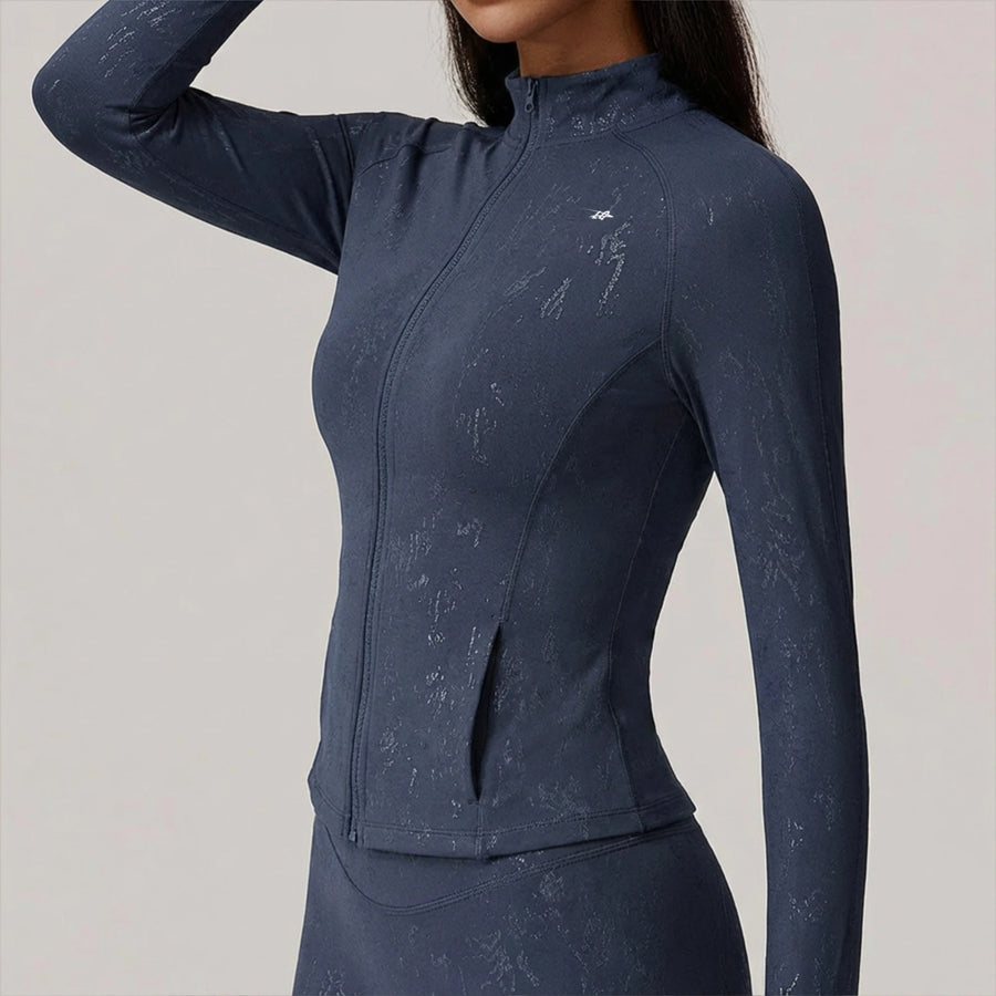 Navy Marble Full-Zip Performance Jacket