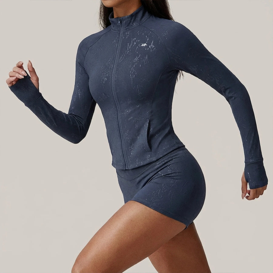 Navy Marble Full-Zip Performance Jacket
