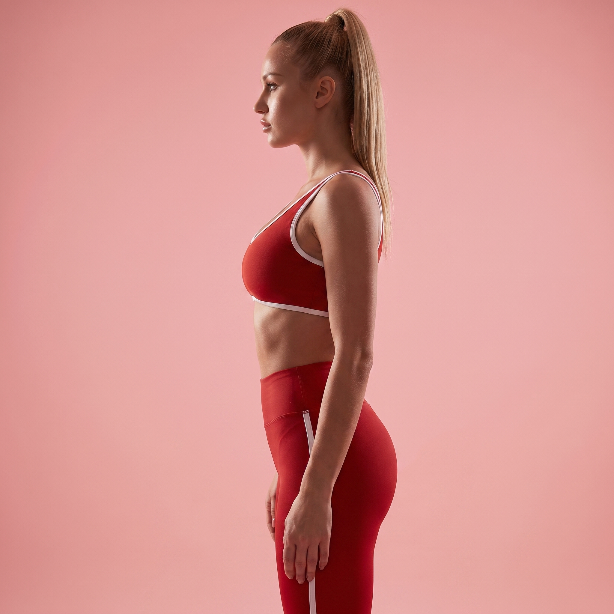 Contrast-Trim Sports Bra | Medium-Impact Scoop Neck Workout Top