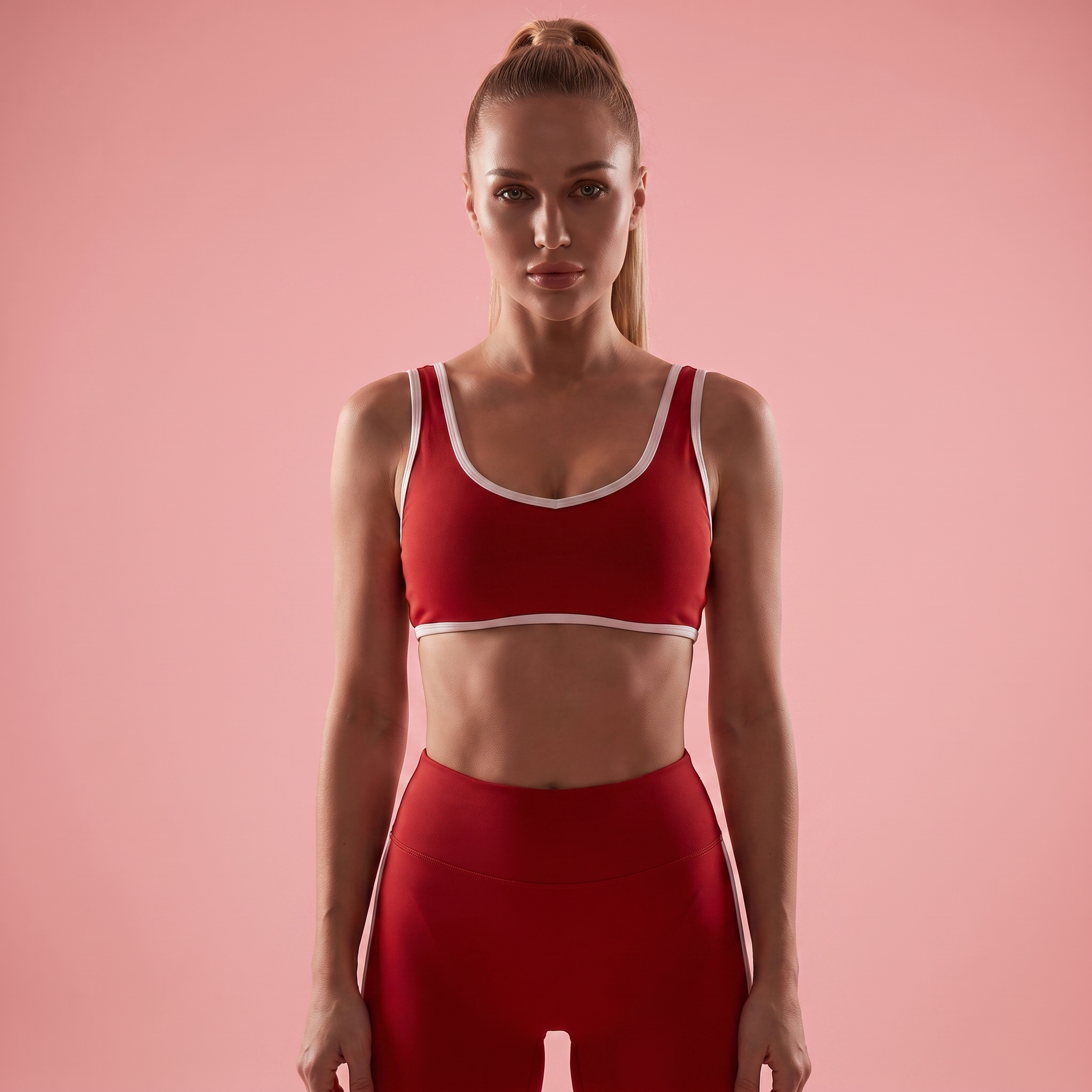 Contrast-Trim Sports Bra | Medium-Impact Scoop Neck Workout Top